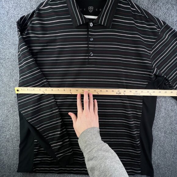 Nike Golf Mens Long Sleeve Stretch Spandex Polo Shirt XL Striped Black Red White - Picture 4 of 14
